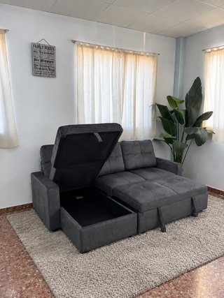 OFERTON!! Nuevo sofa cama gris con chaislongue!!
