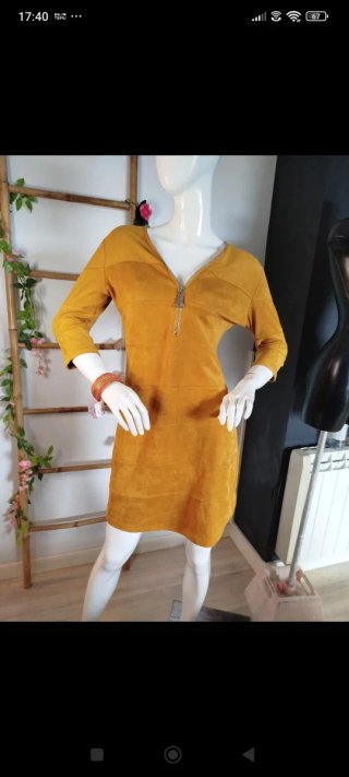 Vestido antelina amarillo talla única