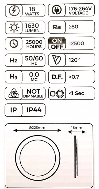 2 Painéis LED 18W de Teto Encastrar