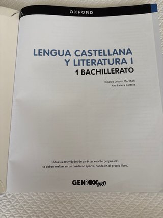 Lengua castellana y literatura I. Libro del est...