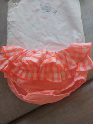 Conjunto bebé La Martina blanco y naranja fluor