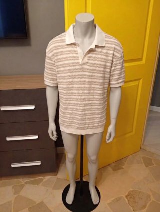 Polo Zara a righe beige e bianche