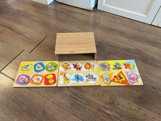 Puzzles madera animales pinza motora