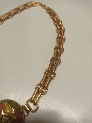 Collar Chapado Oro Años 80 Esmalte Multicolor