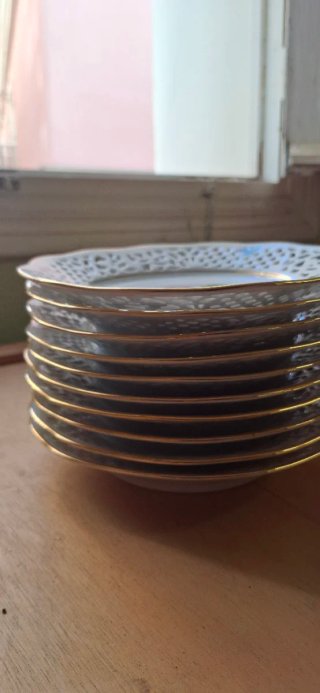 10 Platos Porcelana Les Roses Classiques