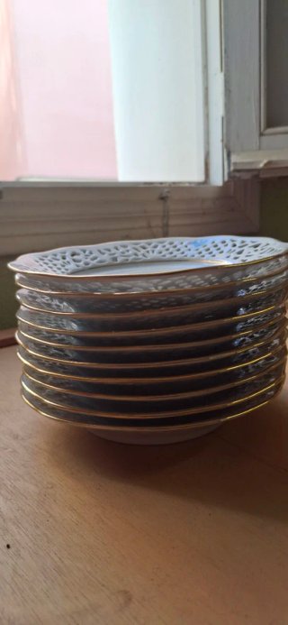 10 Platos Porcelana Les Roses Classiques