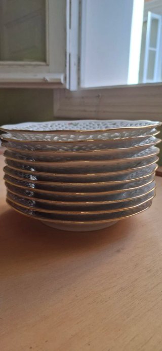 10 Platos Porcelana Les Roses Classiques