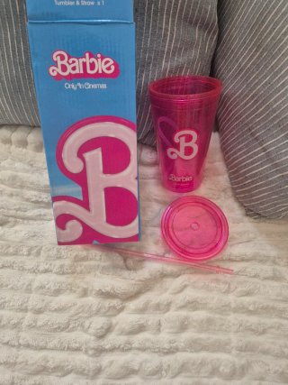 Vaso Barbie Oficial con Pajita. Merchand oficial.