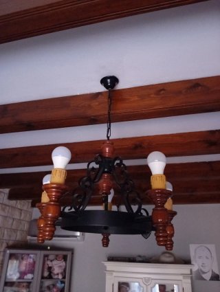 Lámpara de salón madera y metal