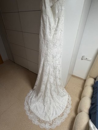 Vestido de Novia Talla 46 Encaje y Pedrería