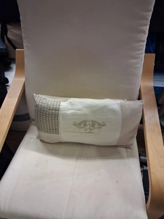 Hamaca de tela y madera beige/gris