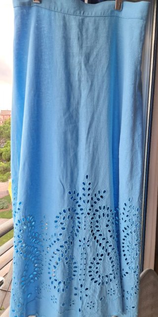 Falda Zara azul con bordado