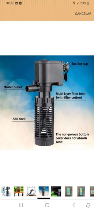 Filtro Interno Agua BPS-6079 600L/H Pecera