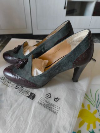 Zapatos tacón LODI marrón y verde