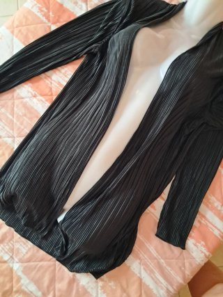 Cardigan donna nero plissettato