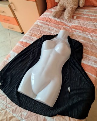 Cardigan donna nero plissettato