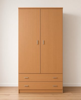 Armario de madera con 2 cajones