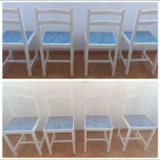 Cuatro sillas y mesa extensible de cocina