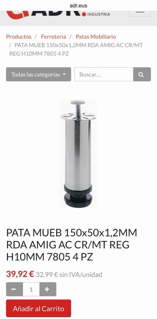 4 Patas para mueble marca AMIG Nuevas.