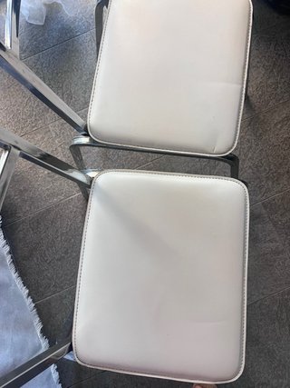 4 Sillas Metal Asiento Polipiel Blanco