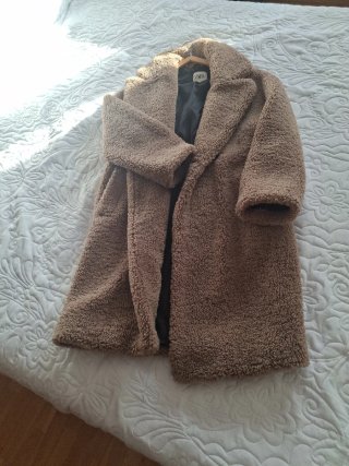 Abrigo Borreguito Teddy Zara Camel Talla Única
