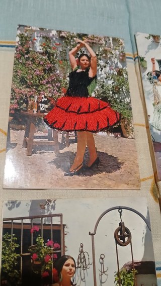 4 Postales Flamenca Bordada Vintage SAVIR 60s