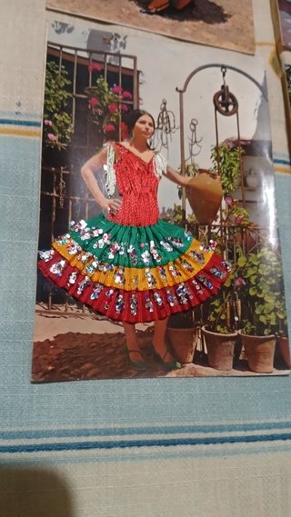4 Postales Flamenca Bordada Vintage SAVIR 60s