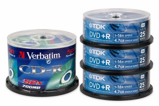 Lote CDs Verbatim y DVDs TDK grabables