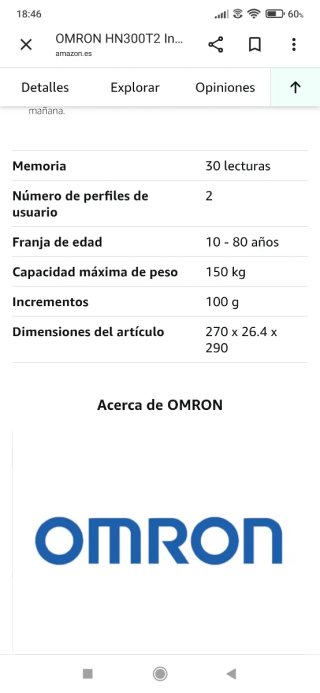 Báscula Omron HN300T2 Intelli IT
