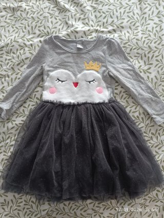 Vestido niña 104cm pingüino corona