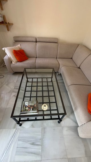 Mesa de salón hierro forjado y cristal