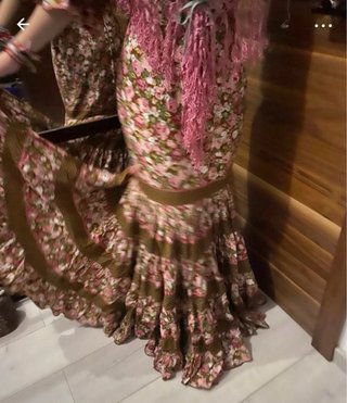 Traje Flamenca Flores Marrón.
