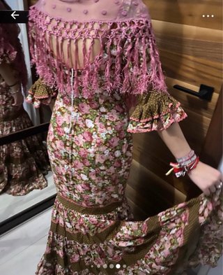 Traje Flamenca Flores Marrón.