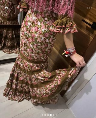 Traje Flamenca Flores Marrón.