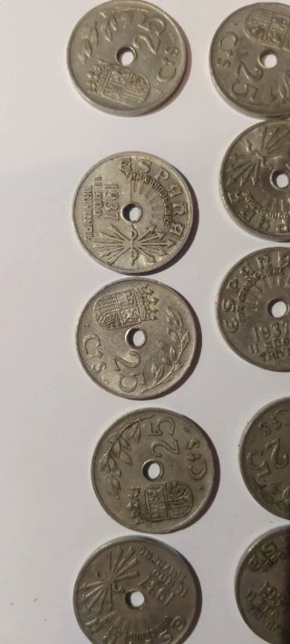 Lote 10 monedas 25 céntimos Peseta 1937