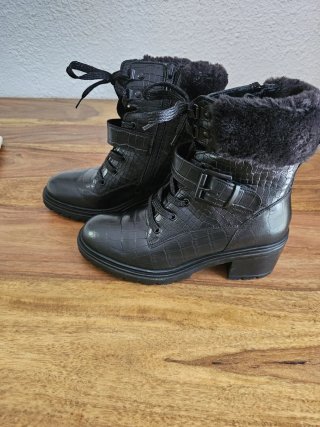 Botines Geox Mujer Talla 38 Negro Piel