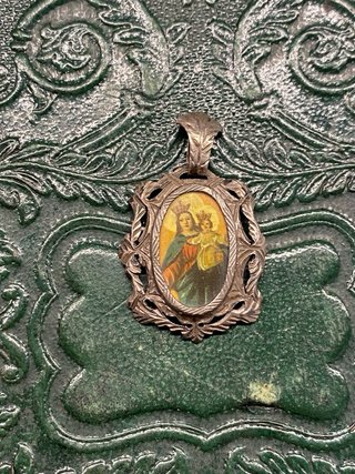 Medalla antigua plata Virgen y Niño