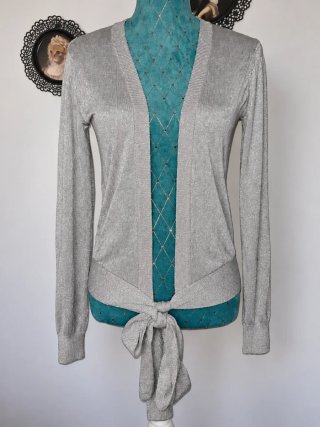 Chaqueta de punto plateada, de Mango Suit