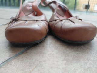 Déjàvu slingback in vera pelle marrone