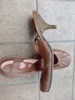 Déjàvu slingback in vera pelle marrone