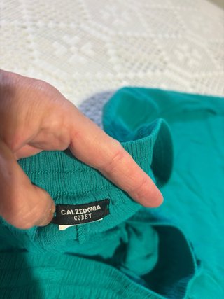 Pantalón ancho color teal  Talla mediana  Bolsillo