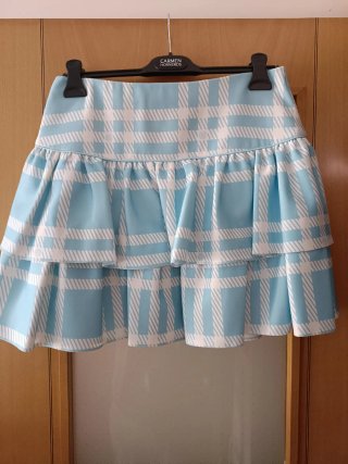 Falda volantes cuadros azul y blanco