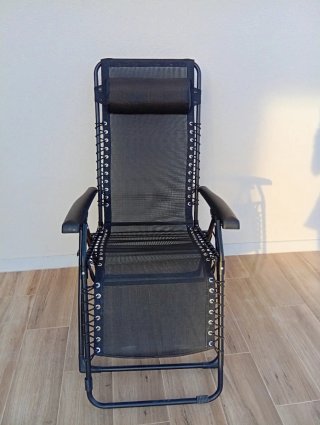 Dos Silla de playa reclinable negra