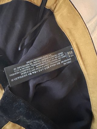 Falda larga Massimo Dutti oliva(mostaza) y negra