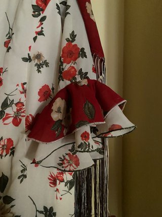 Vestido Flamenca Blanco y Rojo Flores