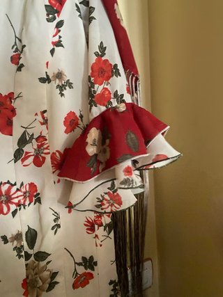 Vestido Flamenca Blanco y Rojo Flores