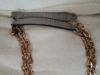 Bolso de mano mujer beige y gris