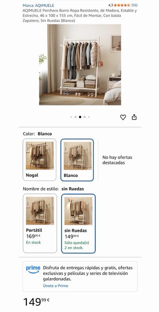 Perchero de madera y mimbre