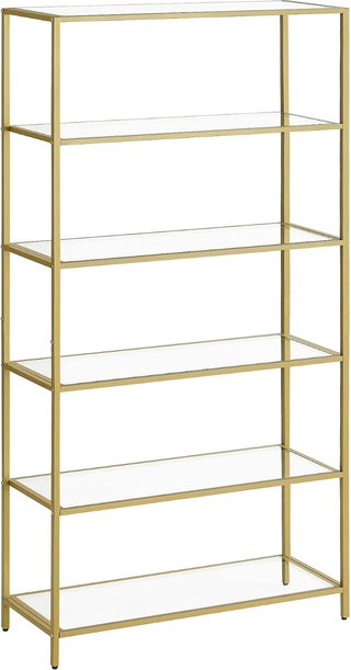 Estantería Vitrina Vasagle Dorada Cristal