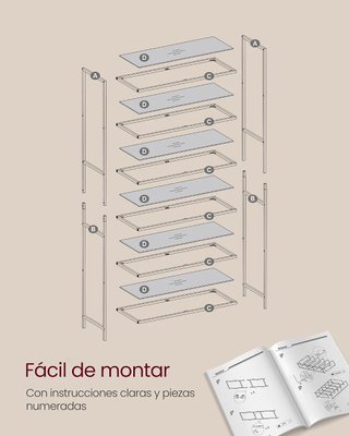 Estantería Vitrina Vasagle Dorada Cristal